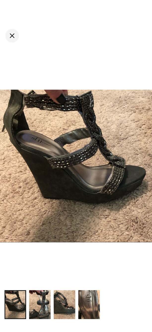 Shi by Journeys Rhinestone Embellished T-Strap Wedge Sandals